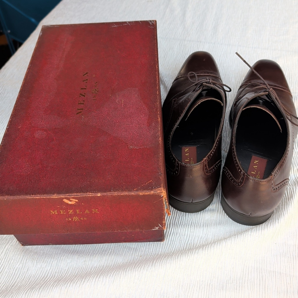 Mezlan Brown Leather Dress Shoes Size 12 - Picture 8 of 9
